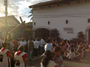 Semana Santa procession in fron t of Tribal Hotel.