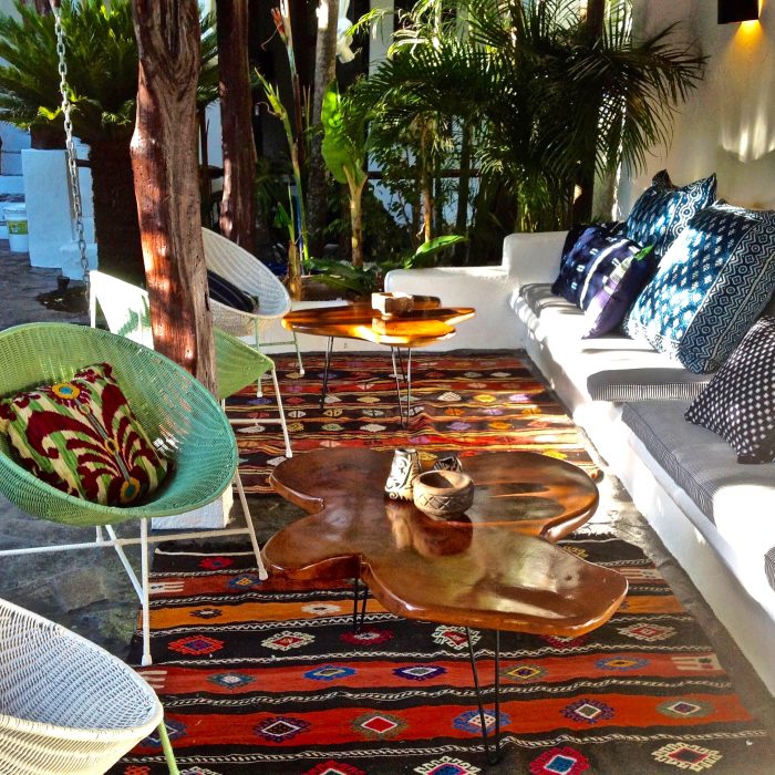 poolside seating area